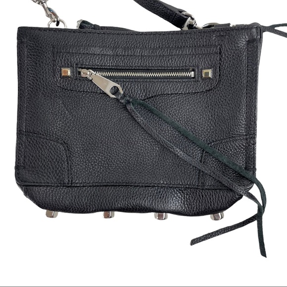 Rebecca Minkoff Black Leather Regan Crossbody Bag Purse Pebble Leather Small - Picture 3 of 12